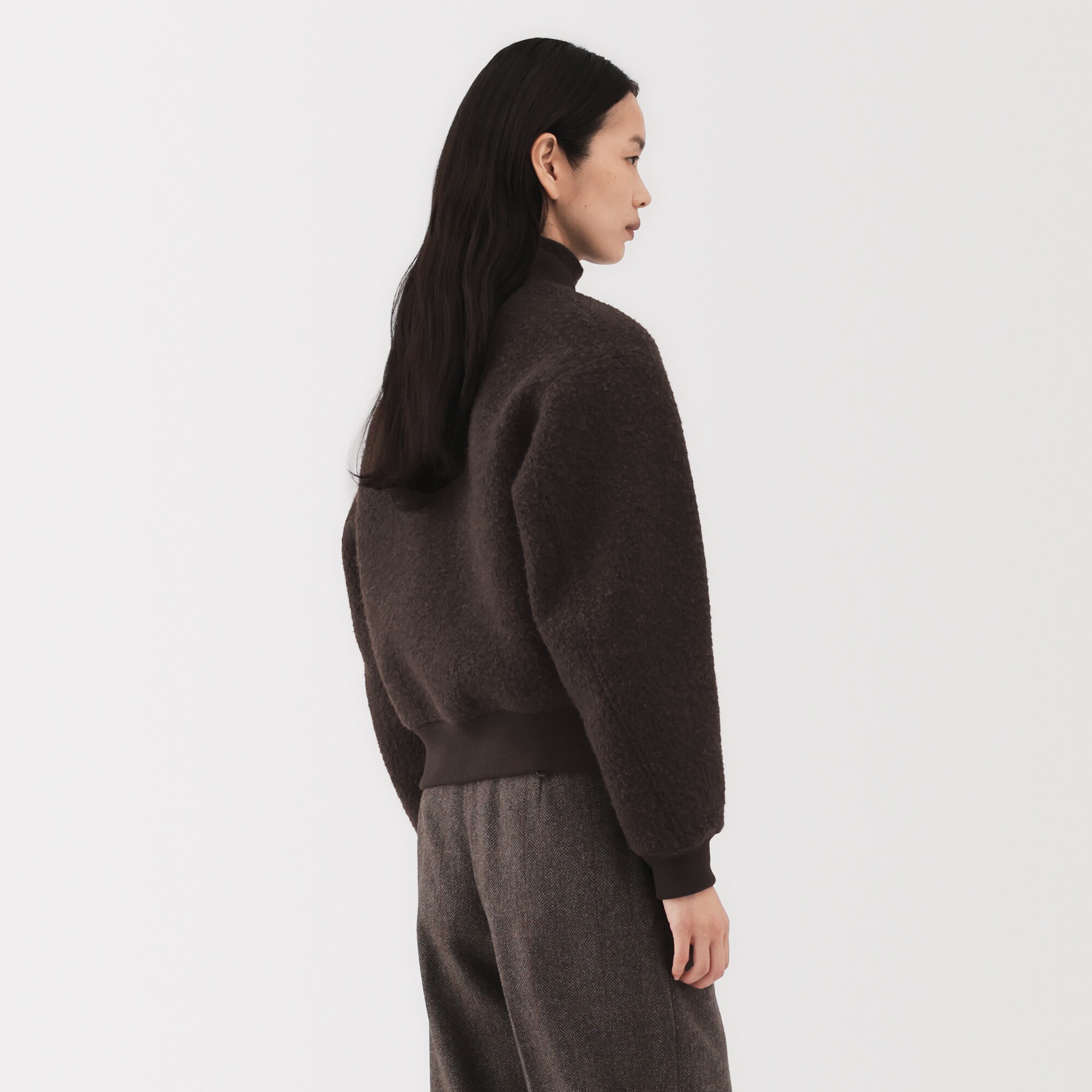 婦人　ウール混ナッピングショートブルゾン