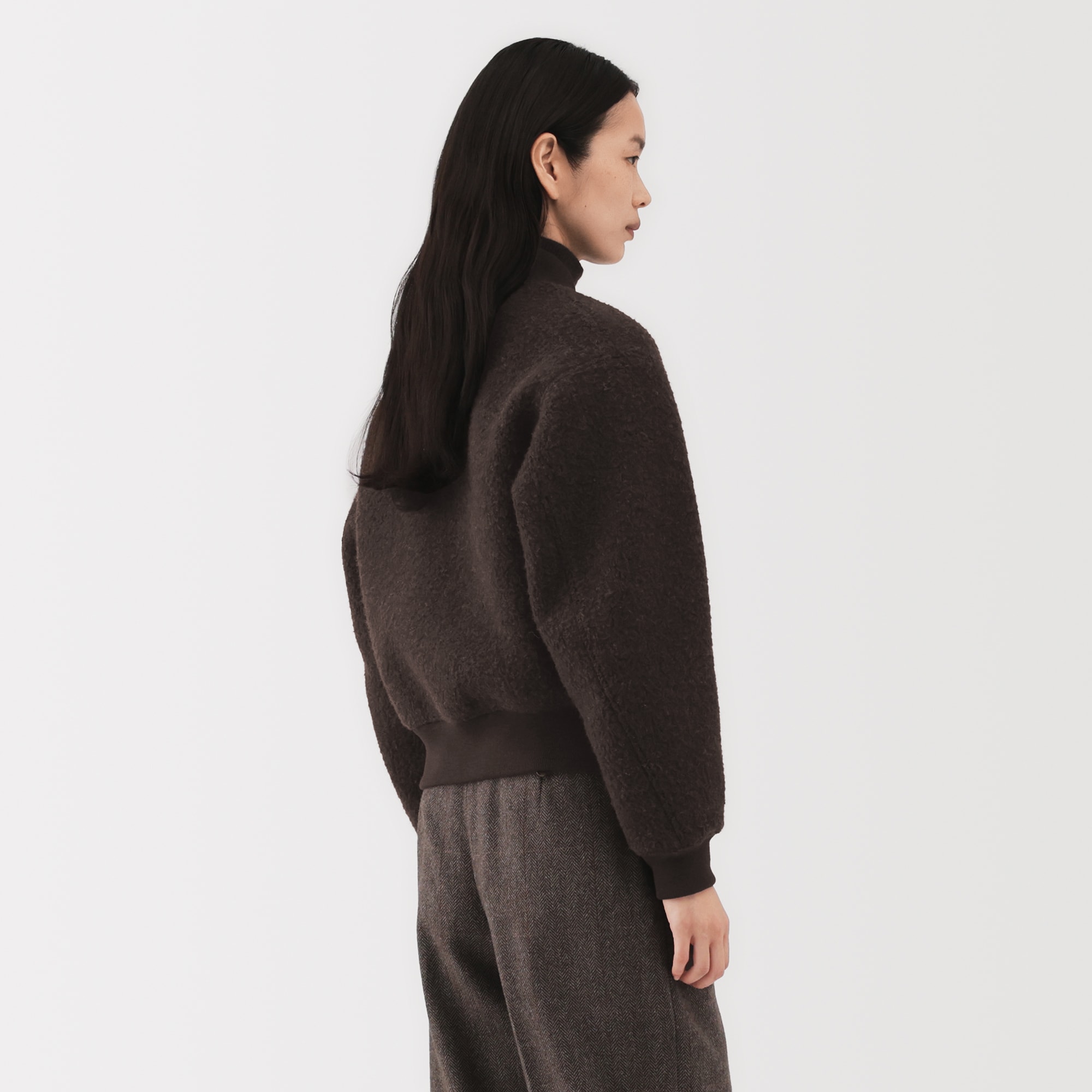 MUJI Labo 新品！ウール混ナッピングショートブルゾン　ブラック 婦人 ウール混ナッピングショートブルゾン | 無印良品