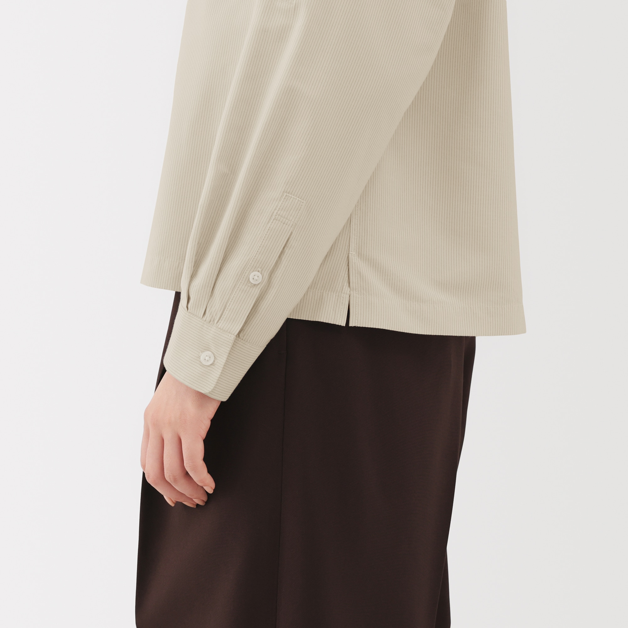 婦人　植物由来の素材を使ったリラックスフィットシャツ（ストライプ）