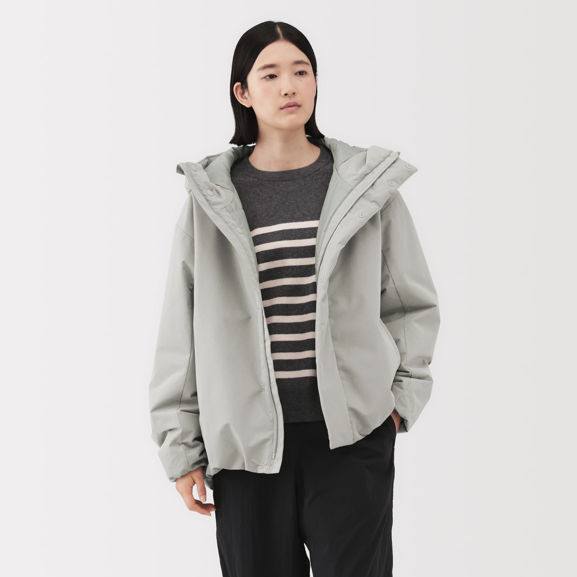 紳士　防風撥水中わたフードジャケット