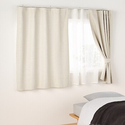 防炎・遮光性　二重織りノンプリーツカーテン