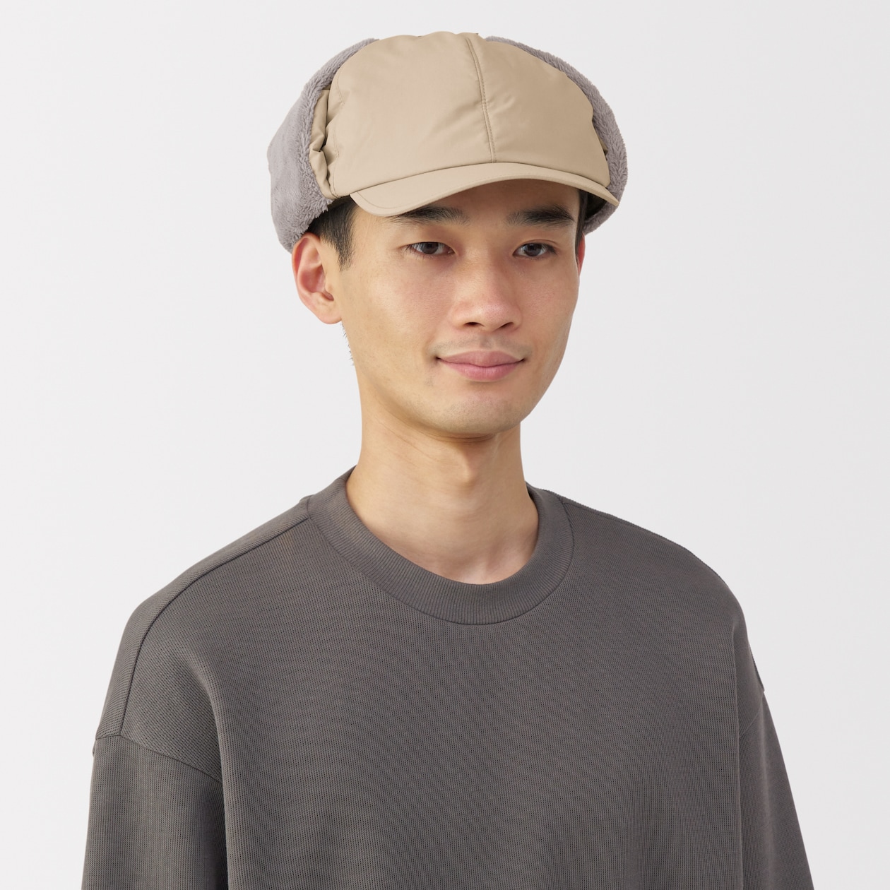 吸湿発熱中わた表面撥水耳当て付き　キャップ