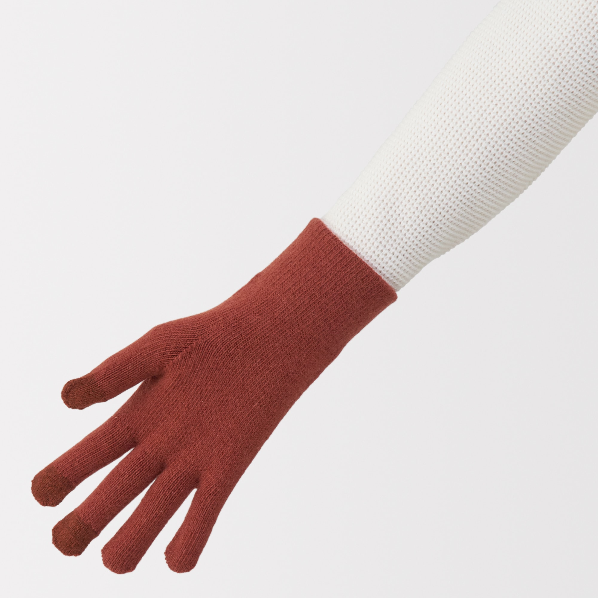 メリノウール混　裏起毛　タッチパネル手袋