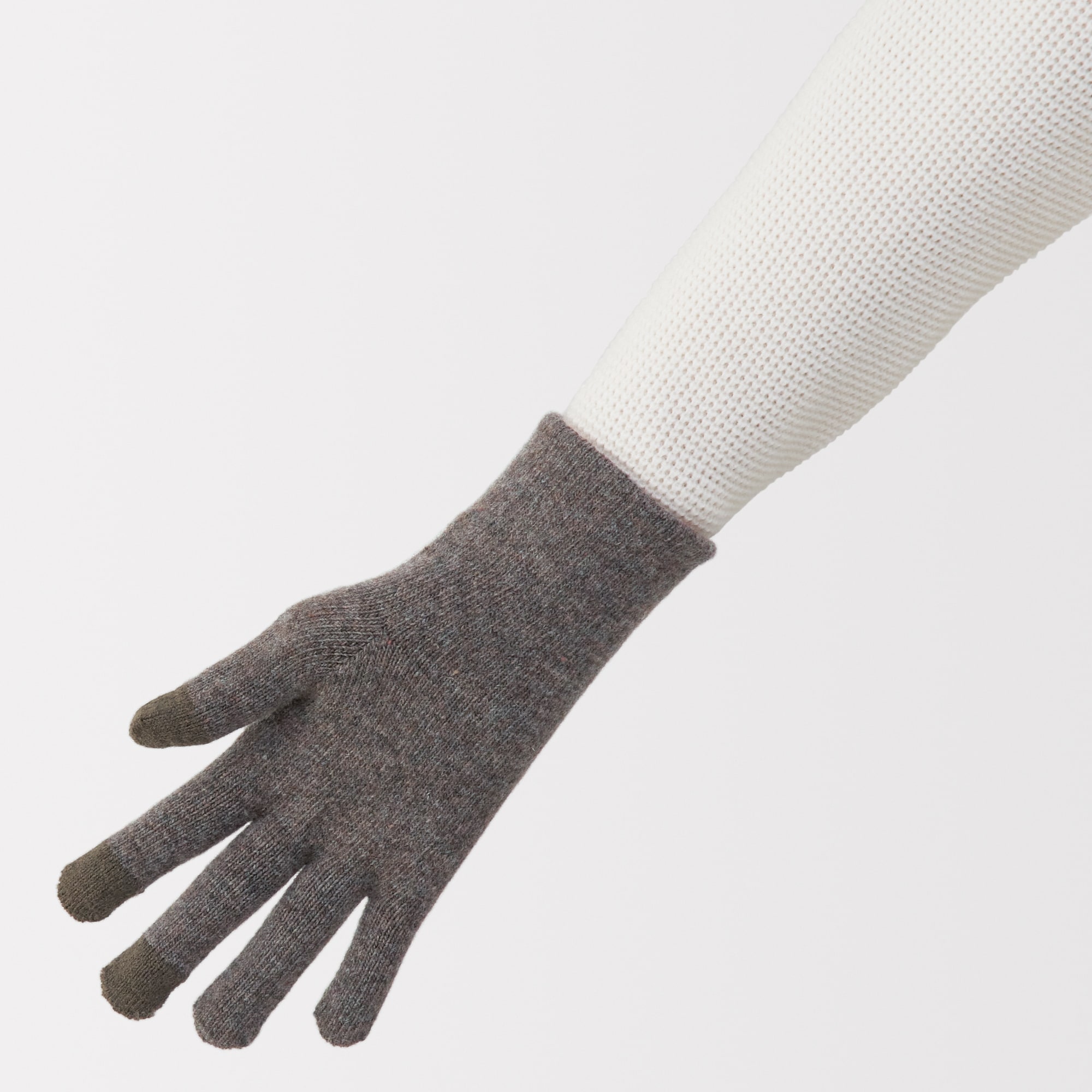 メリノウール混　裏起毛　タッチパネル手袋