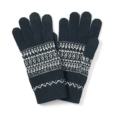 メリノウール混　裏起毛　タッチパネル手袋　（柄）