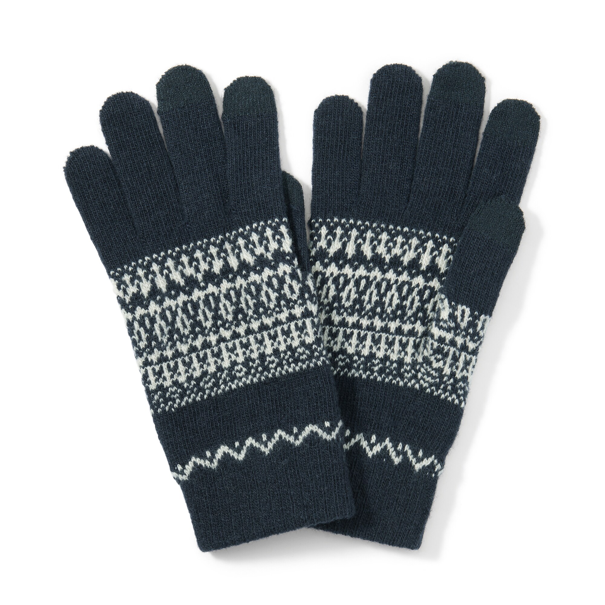 メリノウール混　裏起毛　タッチパネル手袋　（柄）