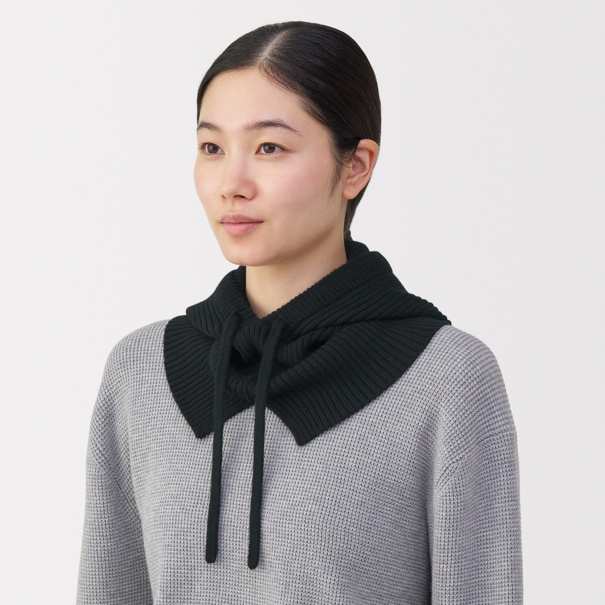 首のチクチクを抑えたメリノウール混　バラクラバ