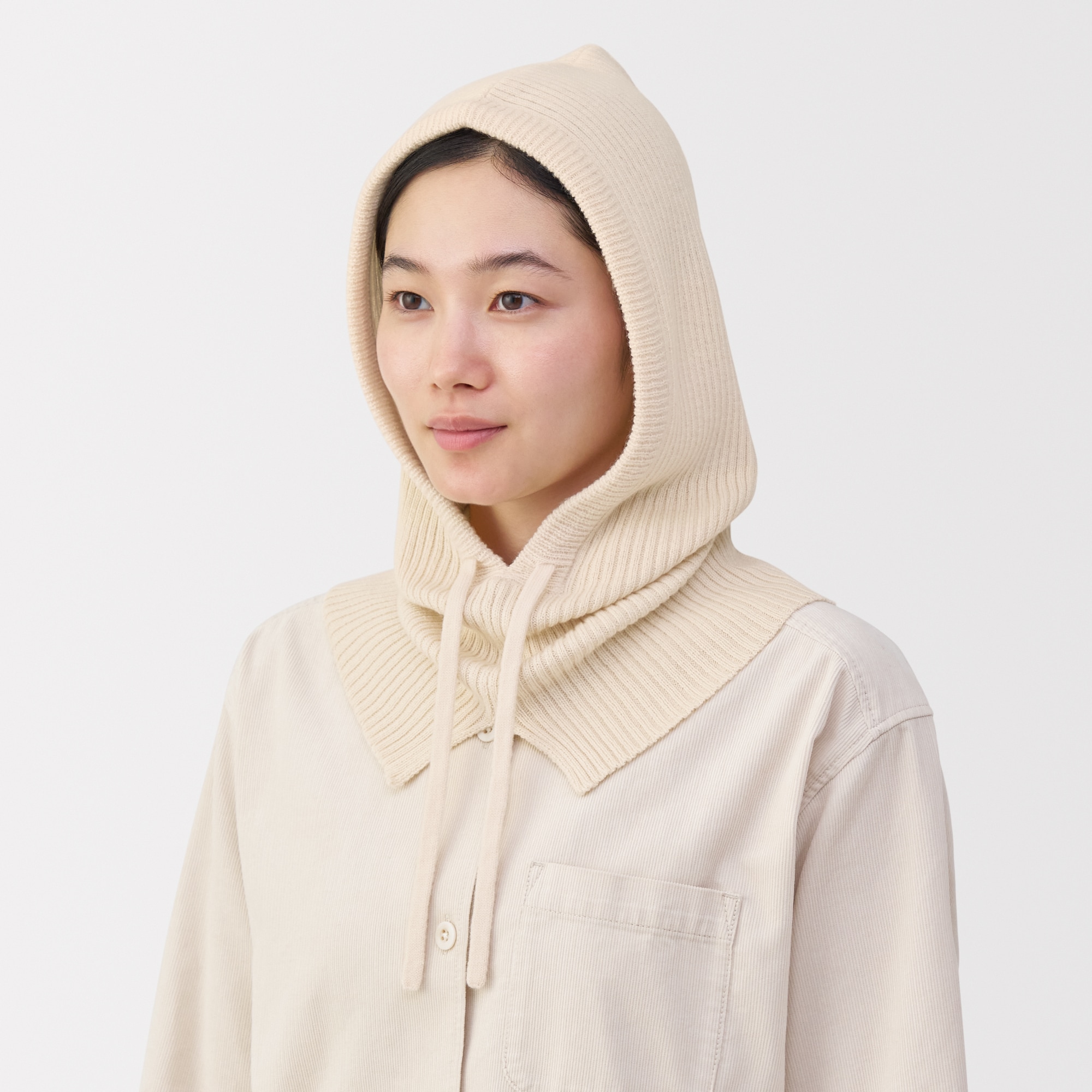 首のチクチクを抑えたメリノウール混　バラクラバ