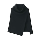 首のチクチクを抑えたメリノウール混　ポンチョ