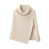 首のチクチクを抑えたメリノウール混　ポンチョ