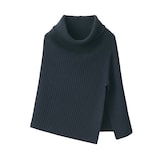 首のチクチクを抑えたメリノウール混　ポンチョ