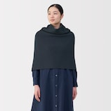 首のチクチクを抑えたメリノウール混　ポンチョ