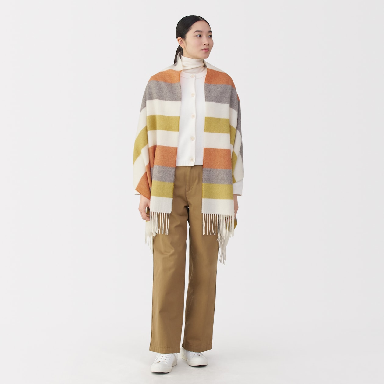 ふっくらウール　大判ストール（ストライプ）（ＣＮ）