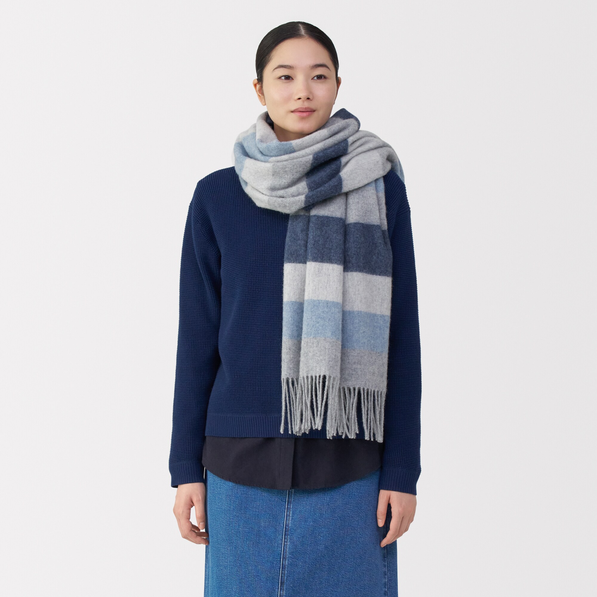 ふっくらウール　大判ストール（ストライプ）（ＣＮ）