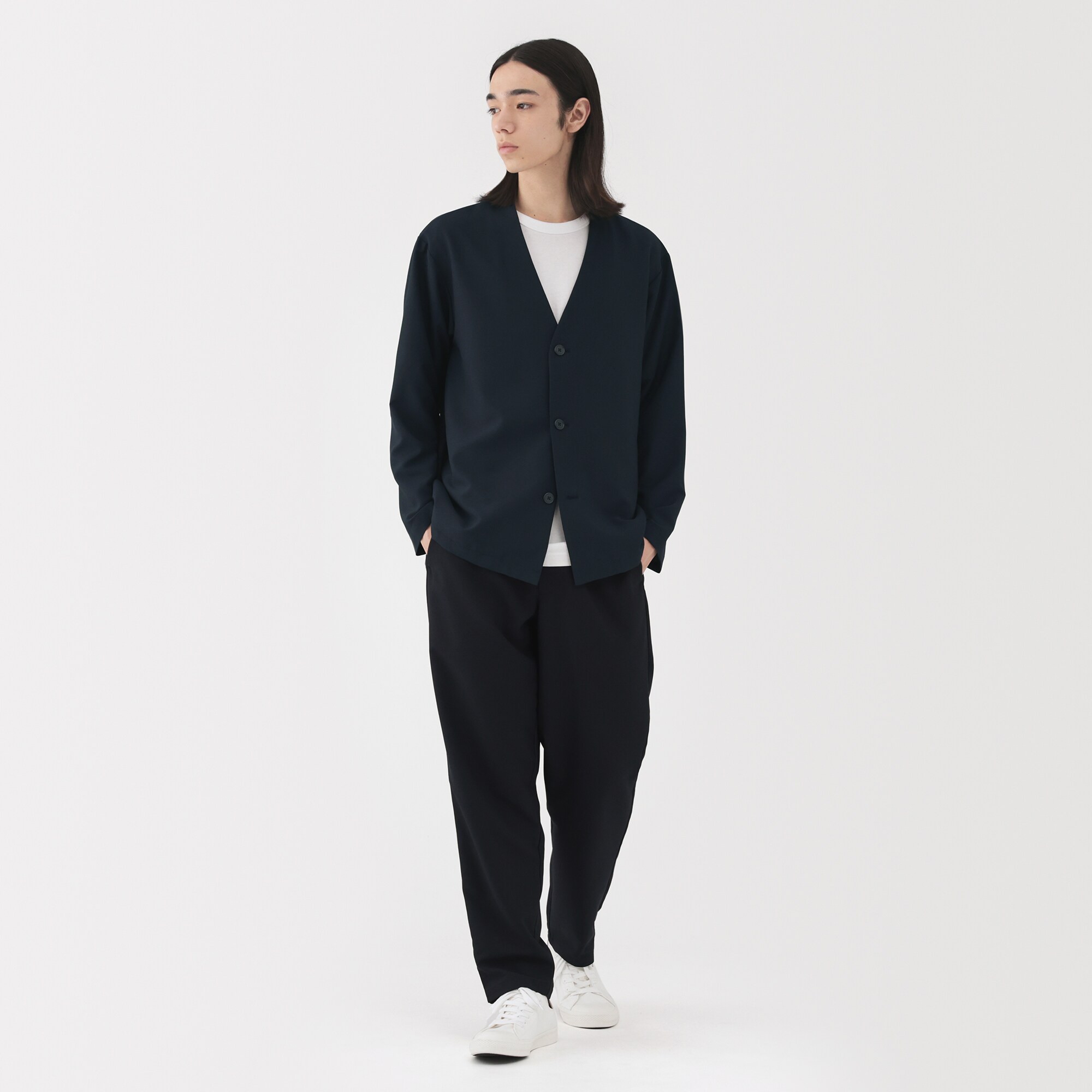 紳士　風を通す　ストレッチ　カーディガン