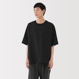 紳士　風を通す　ストレッチ　五分袖布帛Ｔシャツ