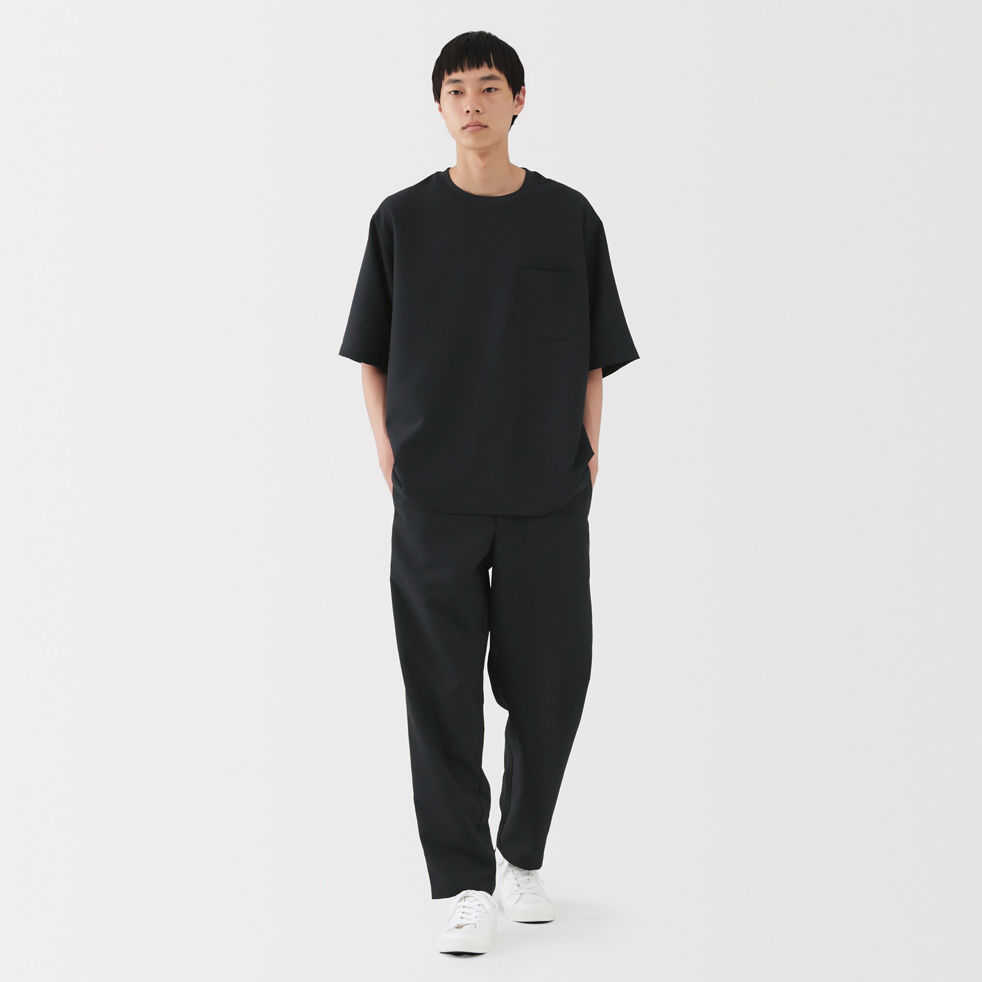 無地Tシャツ専門 MUJIさま 専用 紳士 風を通す ストレッチ 五分袖布帛Tシャツ | 無印良品