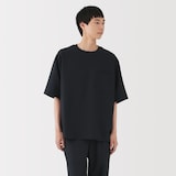 紳士　風を通す　ストレッチ　五分袖布帛Ｔシャツ