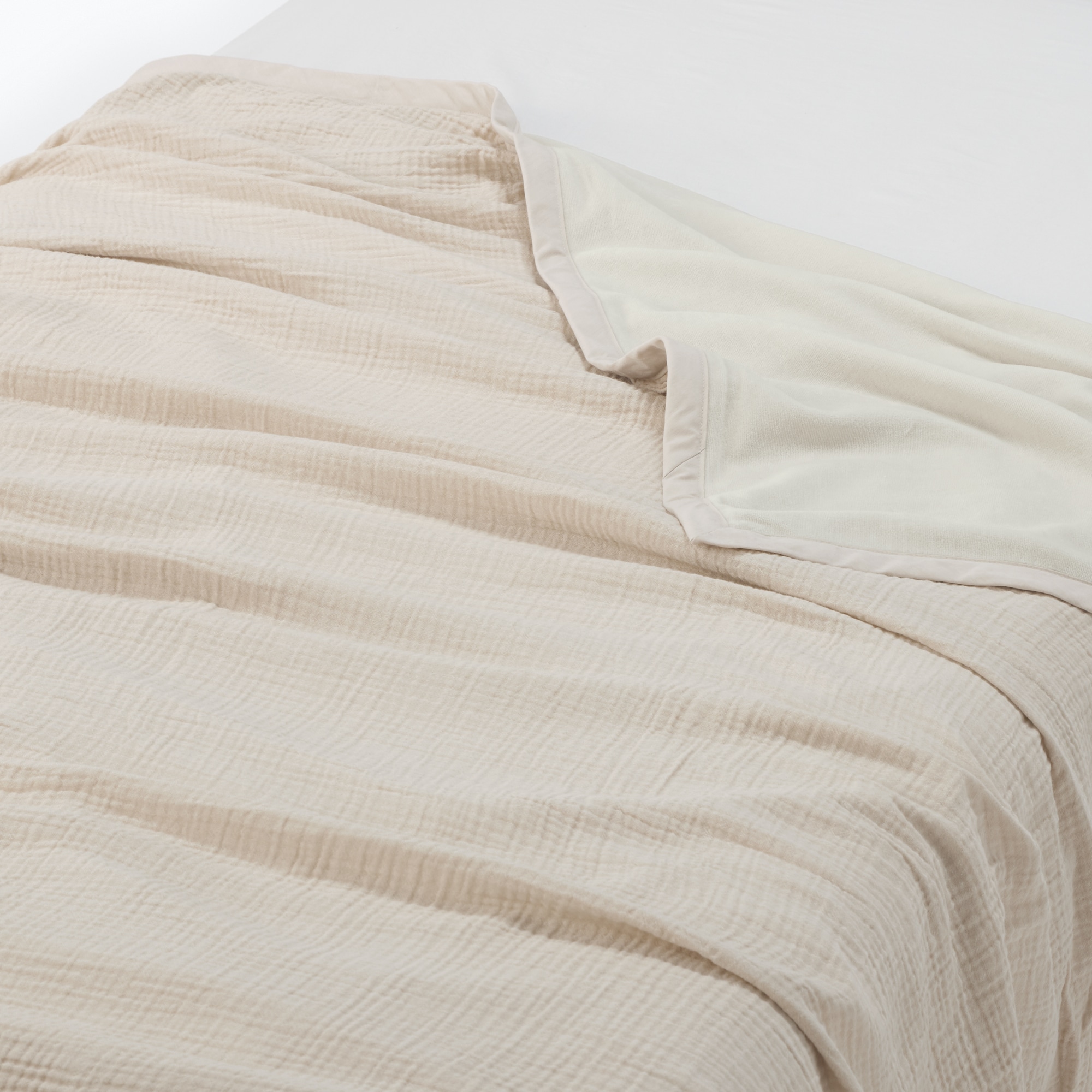 綿ガーゼ　綿混ベロア　リバーシブルブランケット・Ｓ