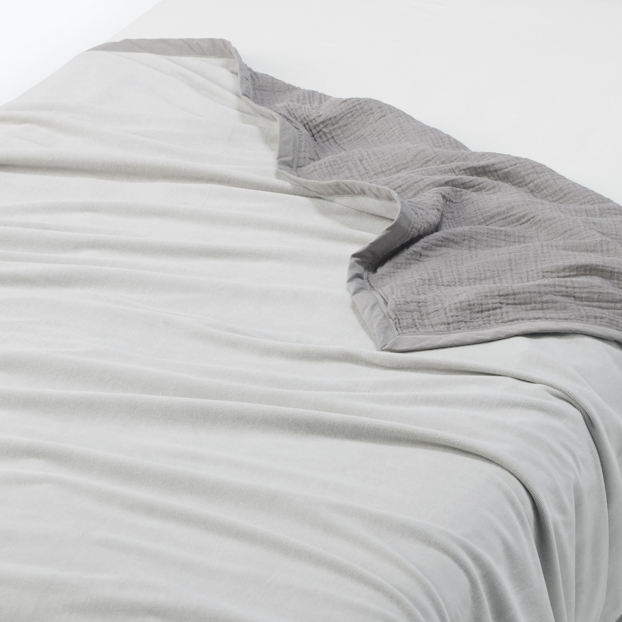 綿ガーゼ　綿混ベロア　リバーシブルブランケット・Ｄ