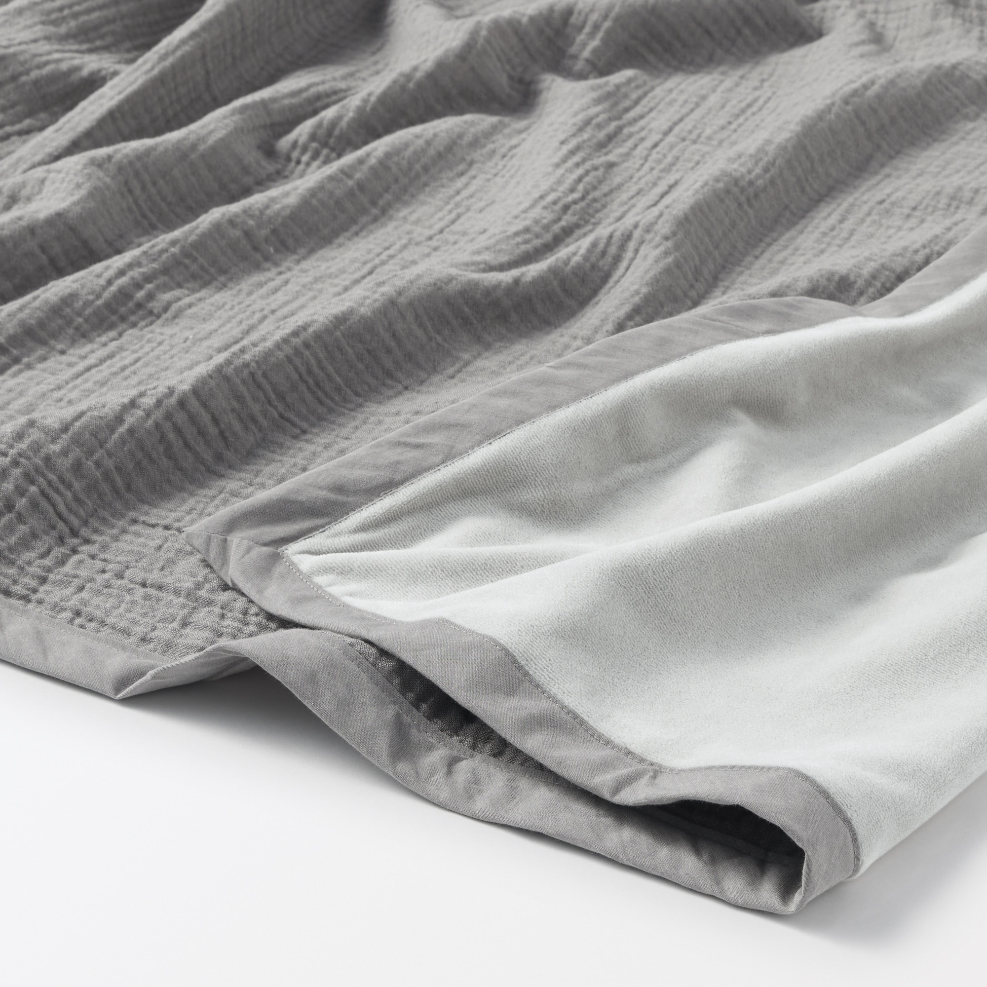 綿ガーゼ　綿混ベロア　リバーシブルブランケット・Ｄ