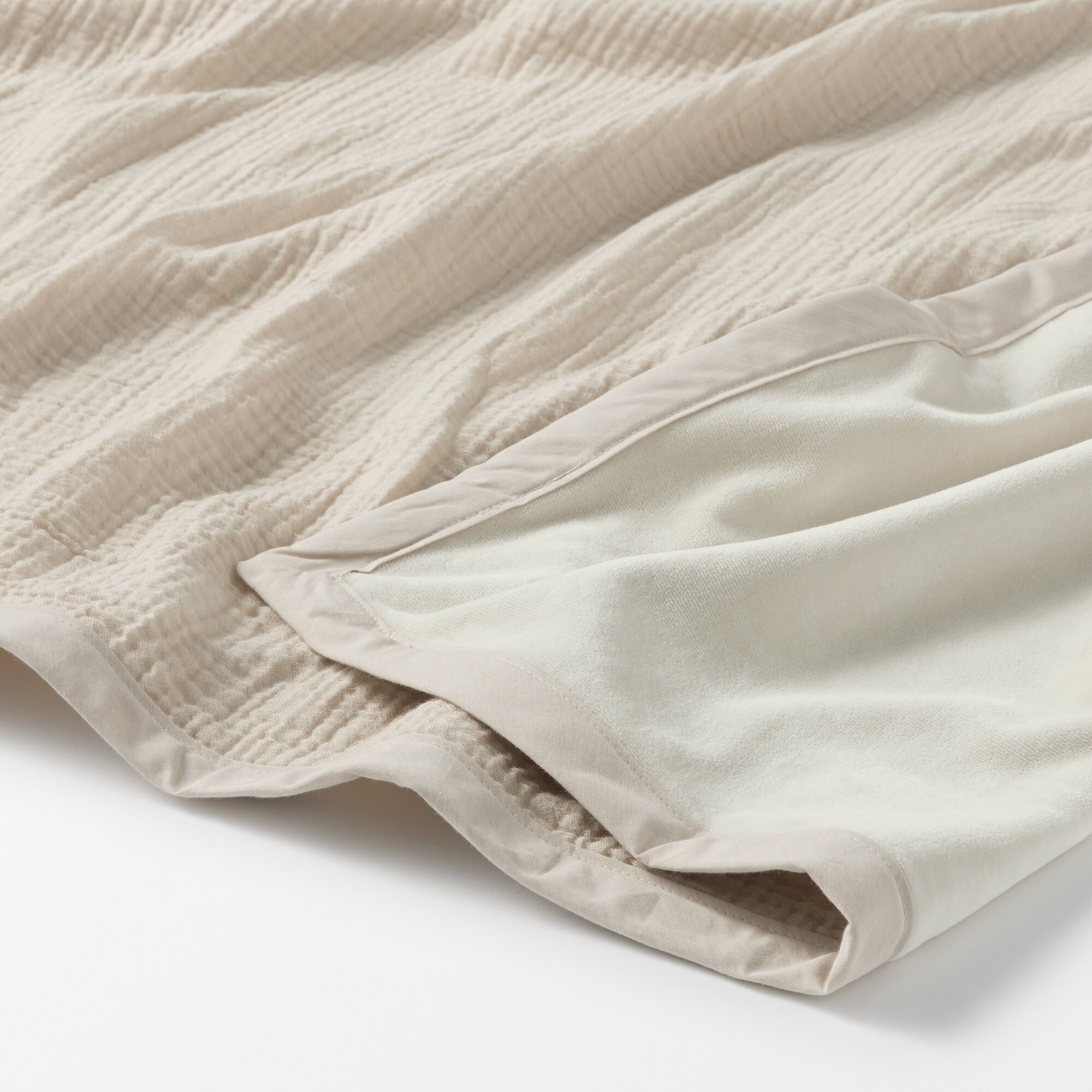 綿ガーゼ　綿混ベロア　リバーシブルブランケット・Ｄ