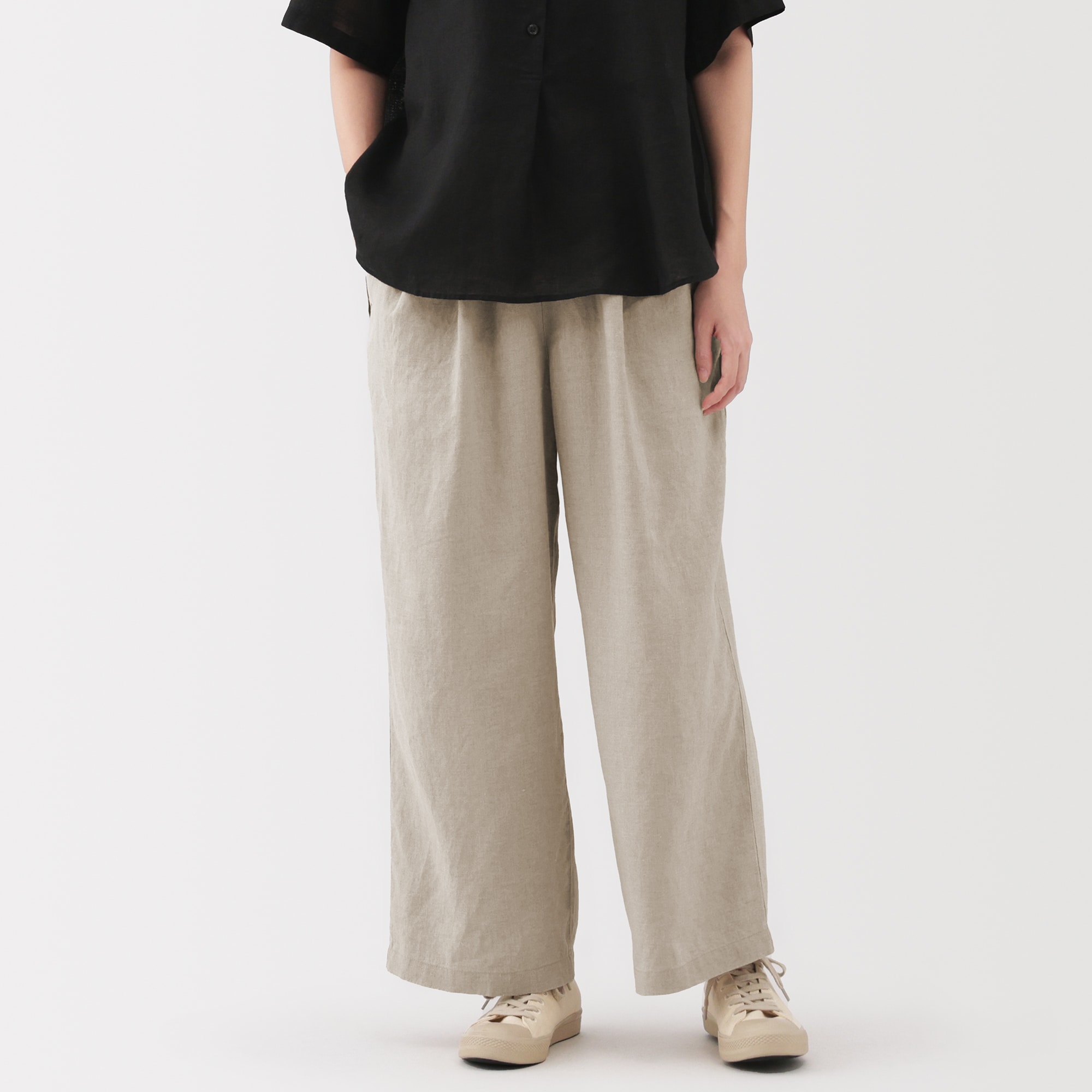 婦人　リネン　洗いざらしイージーワイドパンツ（ＡＳＥＡＮ）