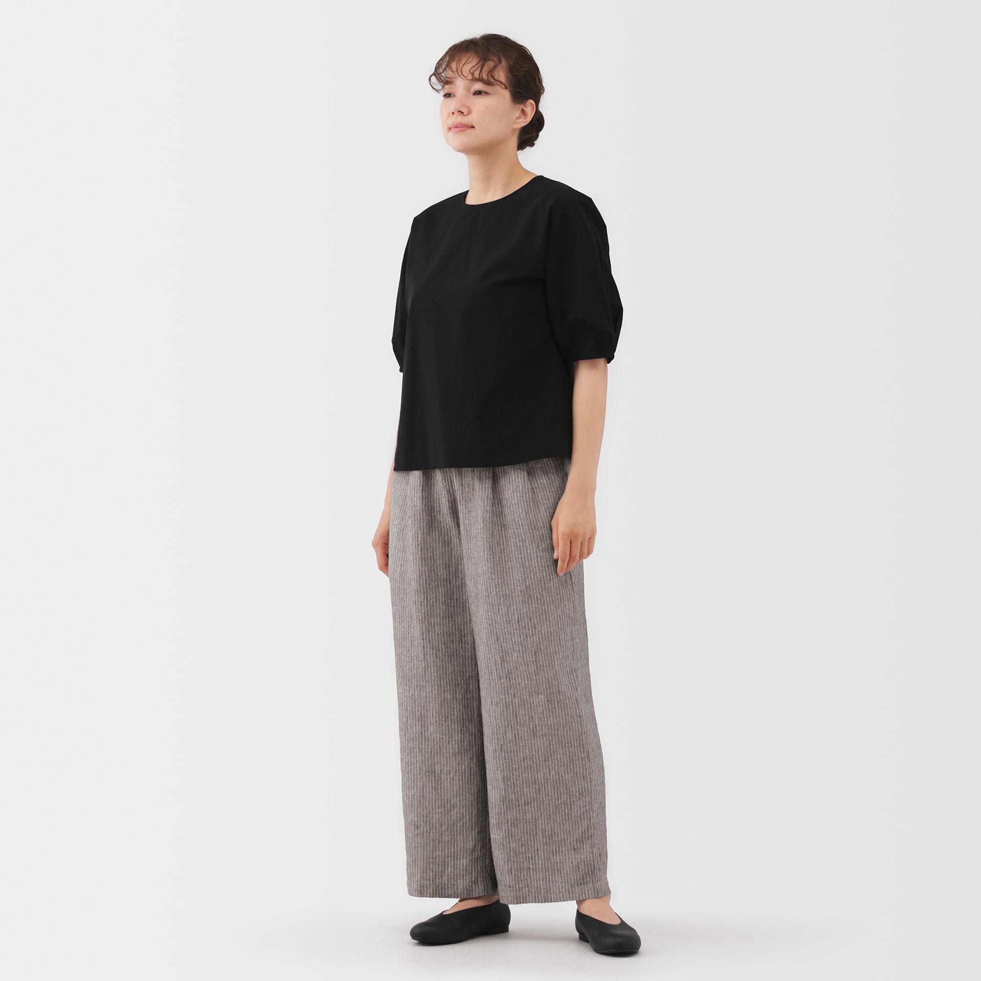 婦人　リネン　洗いざらしイージーワイドパンツ（ＡＳＥＡＮ）