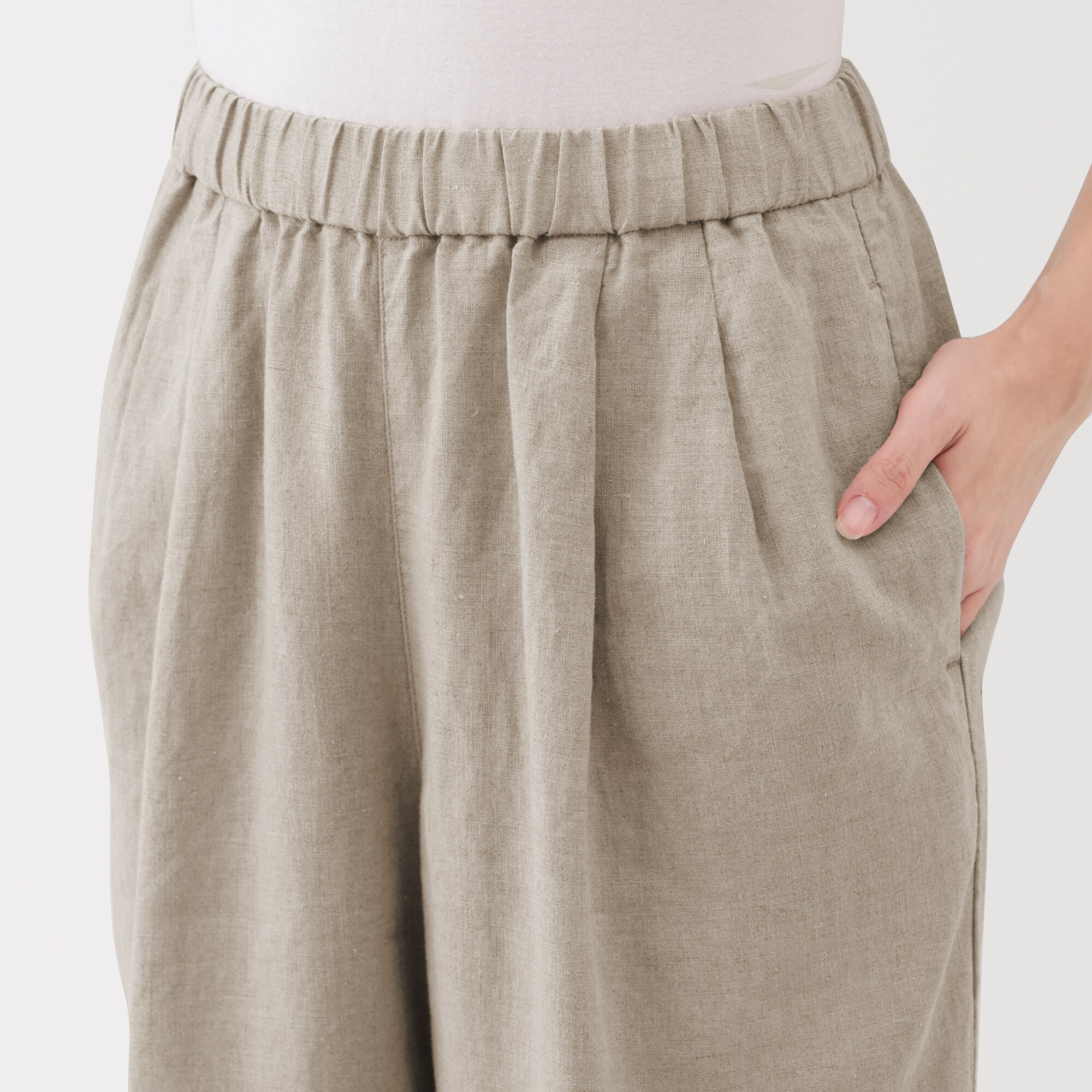 婦人　リネン　洗いざらしイージーワイドパンツ（ＡＳＥＡＮ）
