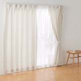 ポリエステルグログラン（防炎）プリーツカーテン／ライトベージュ