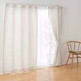 ポリエステルグログラン（防炎）ノンプリーツカーテン／ライトベージュ