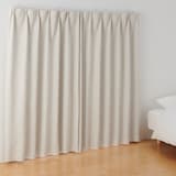 ポリエステルグログラン（防炎）プリーツカーテン／遮光裏地付／ライトベージュ