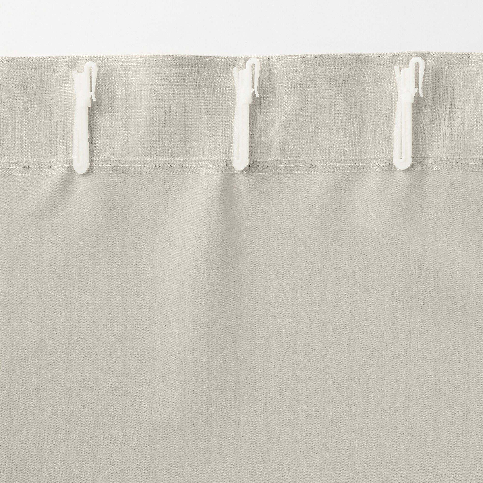 ポリエステルグログラン（防炎）ノンプリーツカーテン／遮光裏地付／ライトベージュ