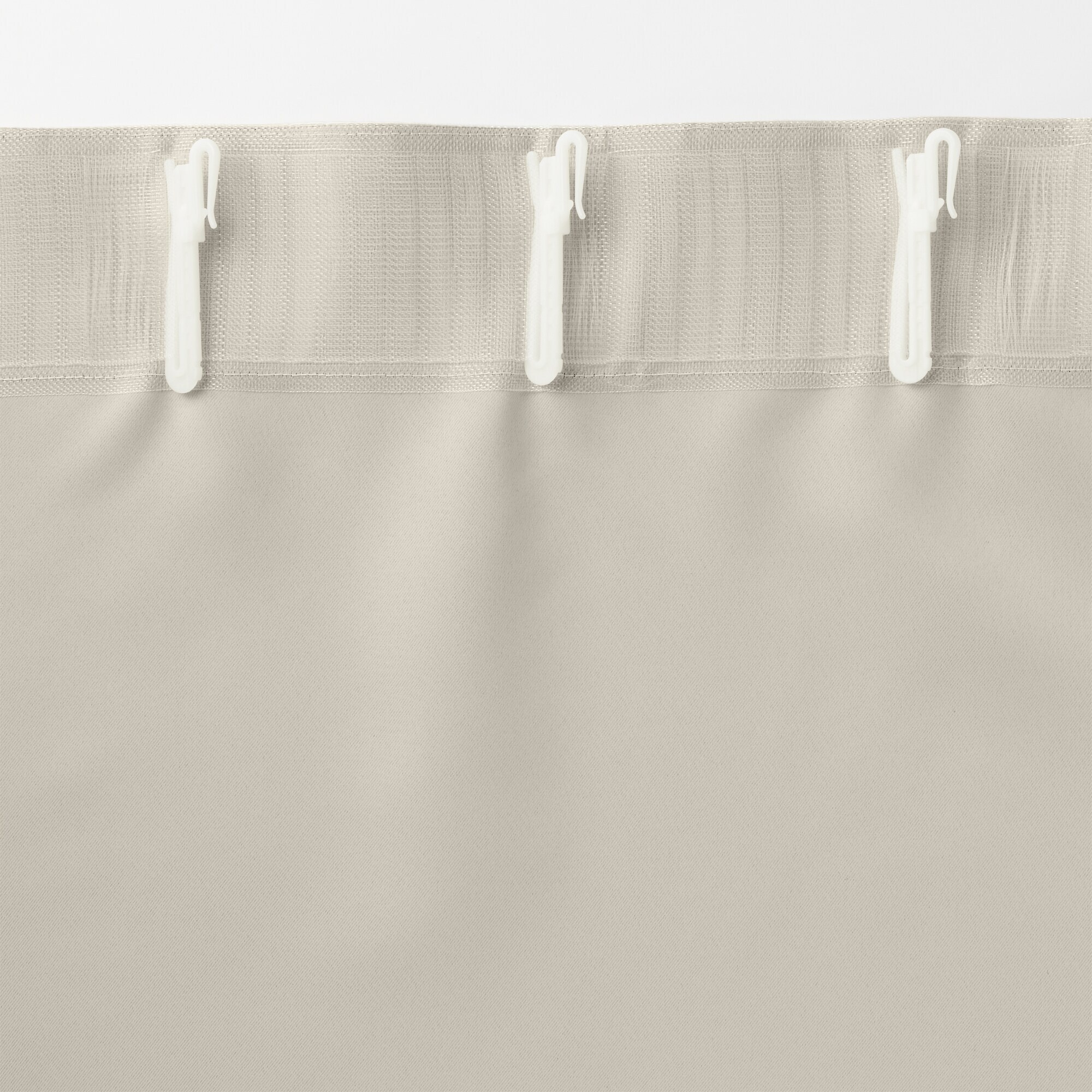 ポリエステルグログラン（防炎）ノンプリーツカーテン／遮光裏地付／ライトベージュ