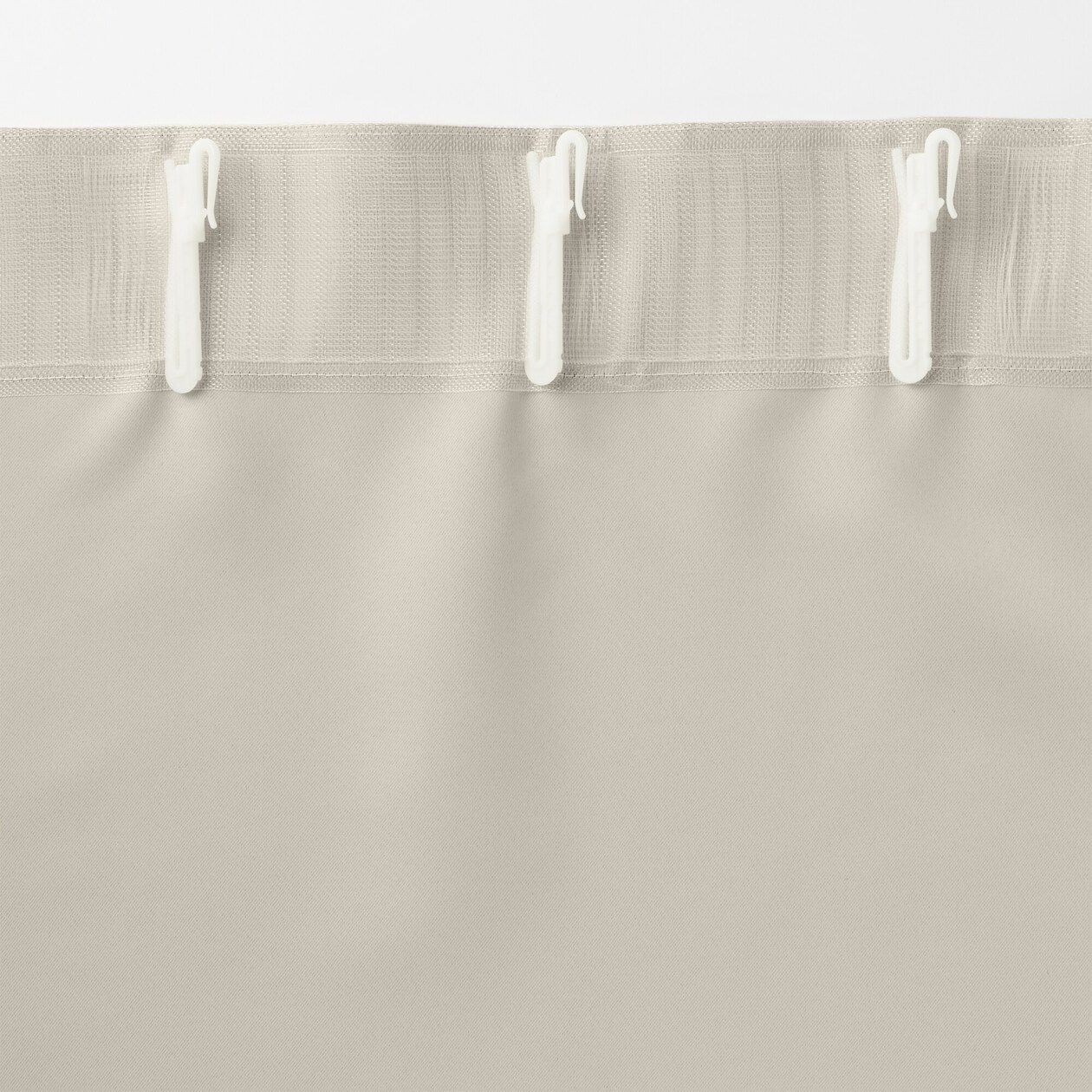 ポリエステルグログラン（防炎）ノンプリーツカーテン／遮光裏地付／ライトベージュ