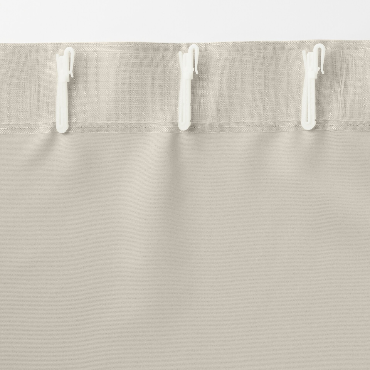 ポリエステルグログラン（防炎）ノンプリーツカーテン／遮光裏地付／ライトベージュ