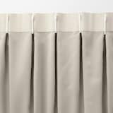 ポリエステルグログラン（防炎）プリーツカーテン２倍ヒダ／遮光裏地付／ライトベージ