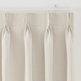 ポリエステルグログラン（防炎）プリーツカーテン２倍ヒダ／遮光裏地付／ライトベージ