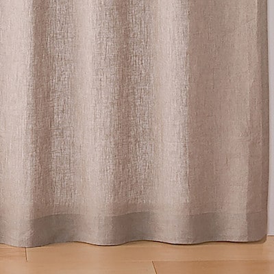 麻平織プリーツカーテン／生成