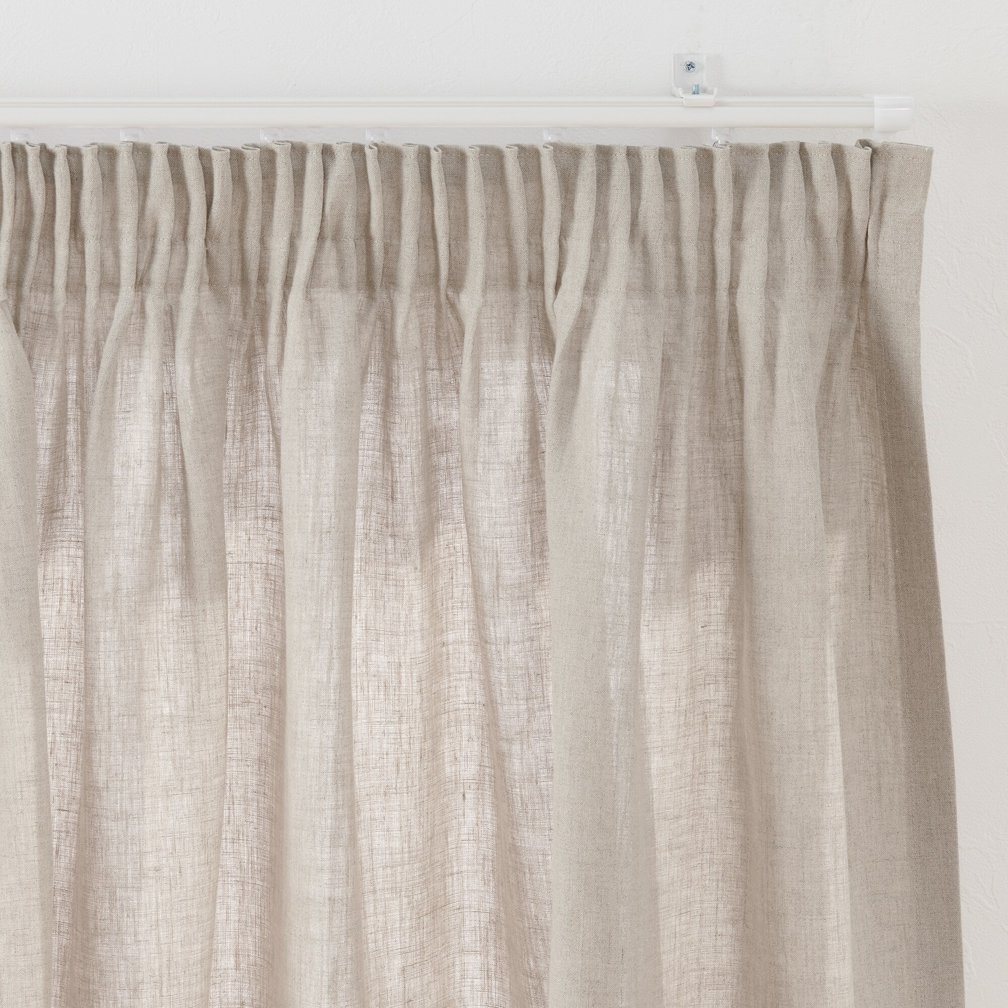 麻平織ギャザーカーテン／生成