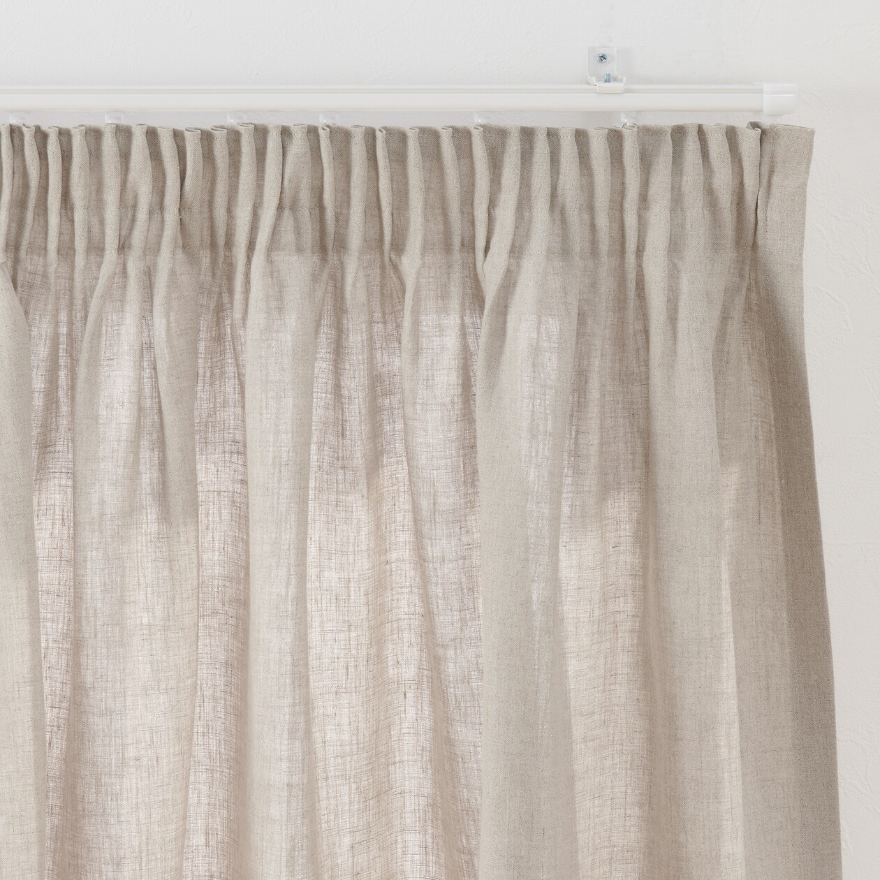 麻平織ギャザーカーテン／生成