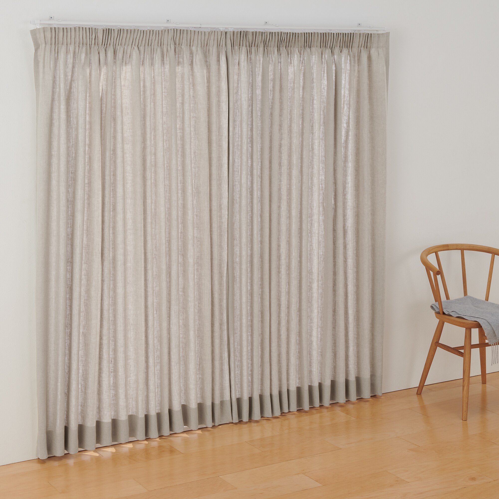 麻平織ギャザーカーテン／生成 | 無印良品