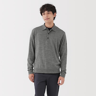 紳士　洗えるウールハイゲージポロ