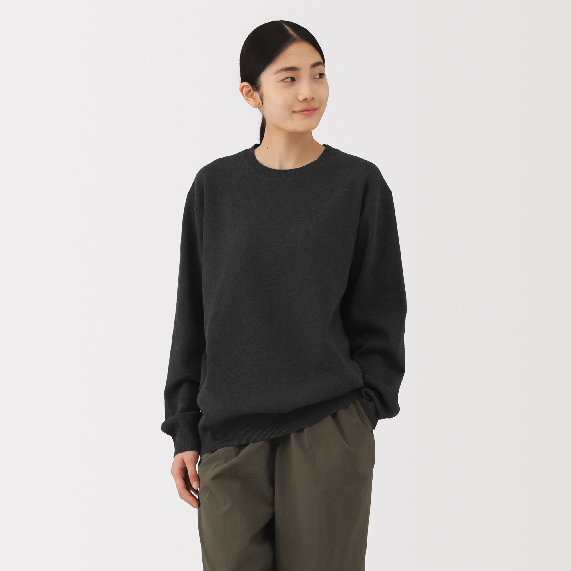 紳士　洗えるミラノリブ編みクルーネックセーター