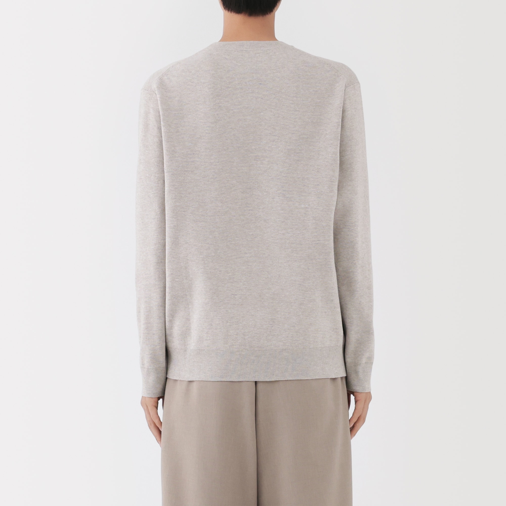 紳士　洗えるミラノリブ編みクルーネックセーター