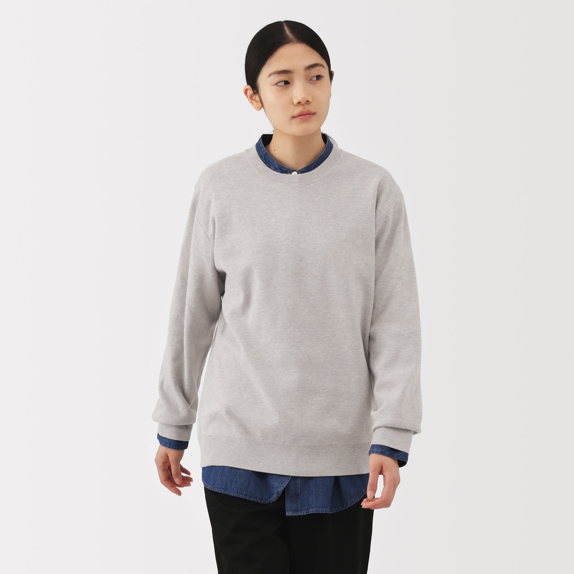 紳士　洗えるミラノリブ編みクルーネックセーター