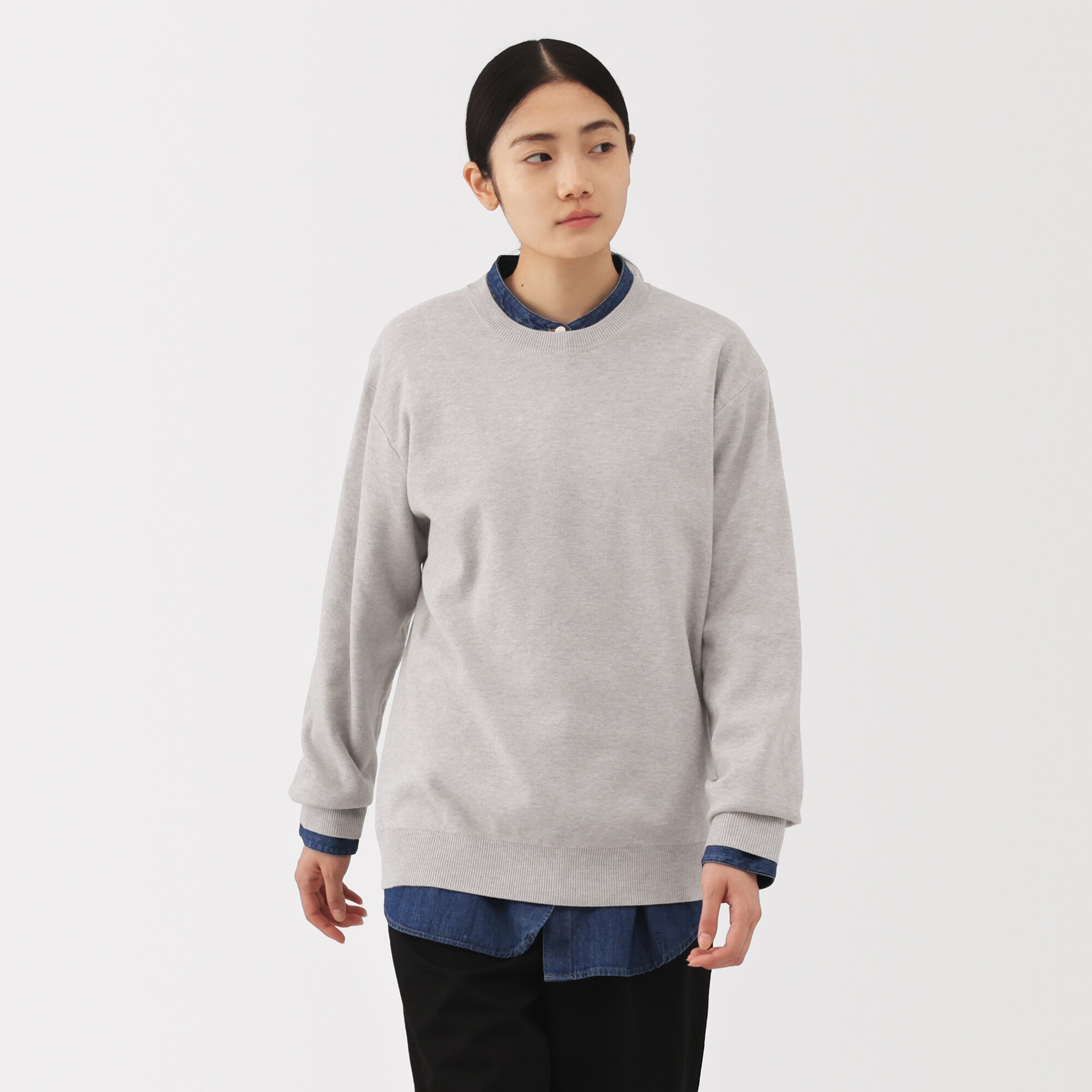 紳士　洗えるミラノリブ編みクルーネックセーター