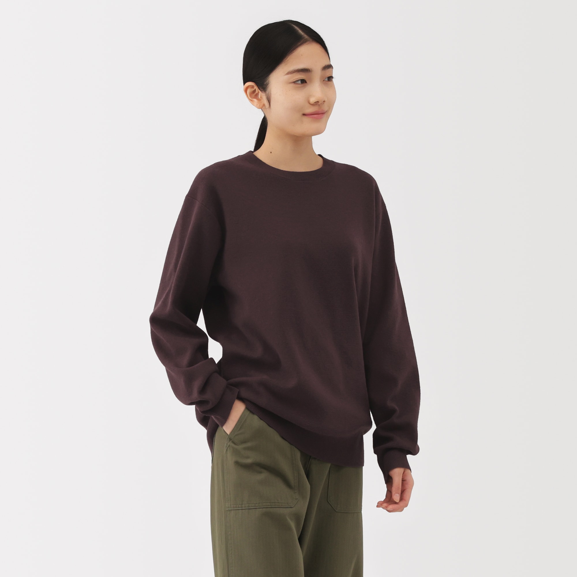 紳士　洗えるミラノリブ編みクルーネックセーター