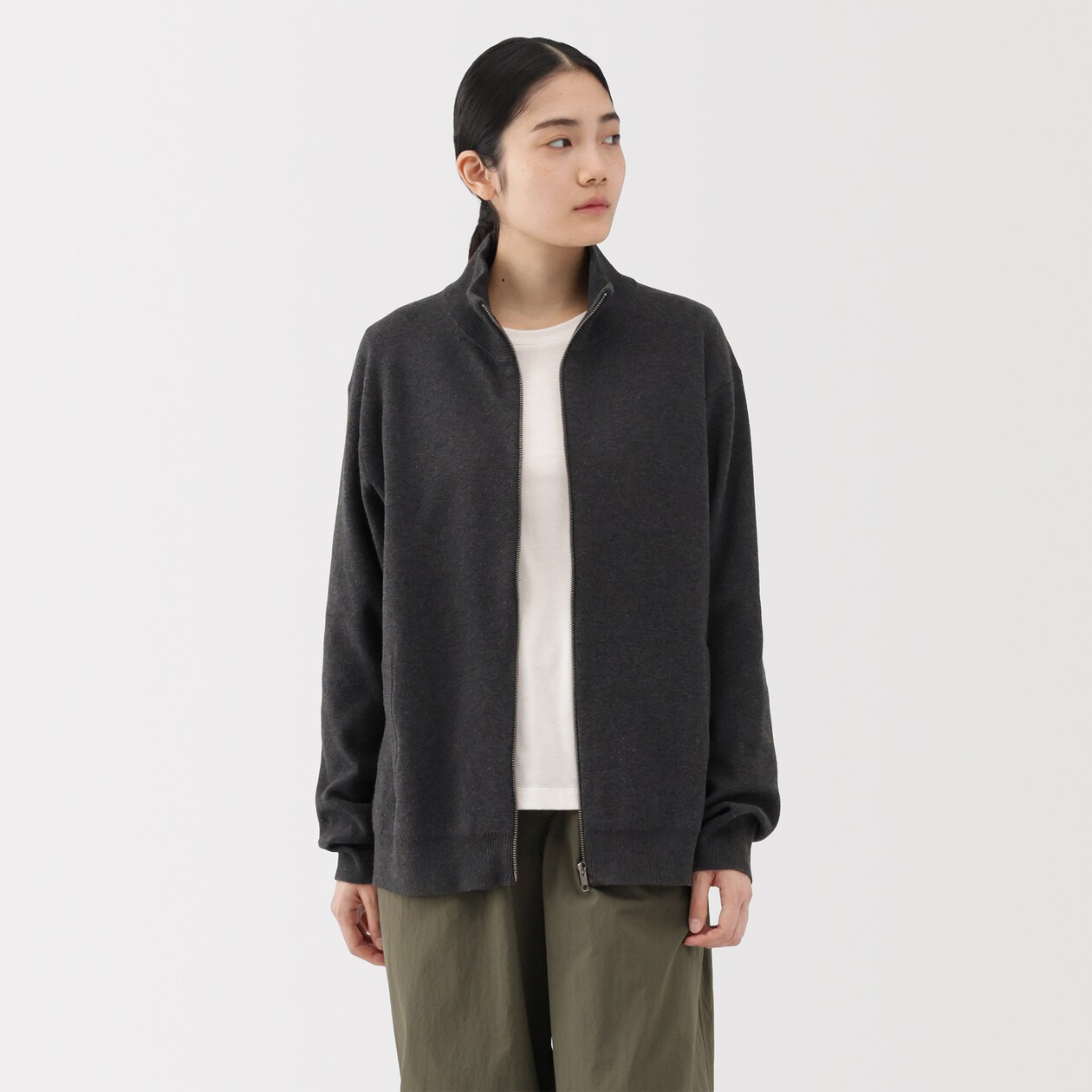 紳士　洗えるミラノリブ編みフルジップカーディガン