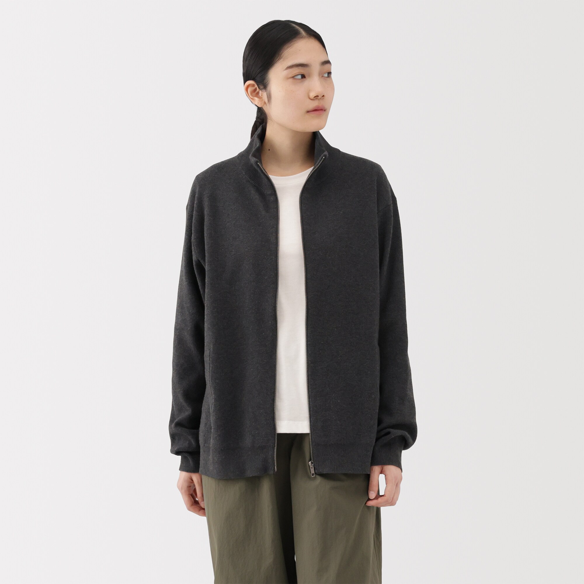 紳士 洗えるミラノリブ編みフルジップカーディガン | 無印良品